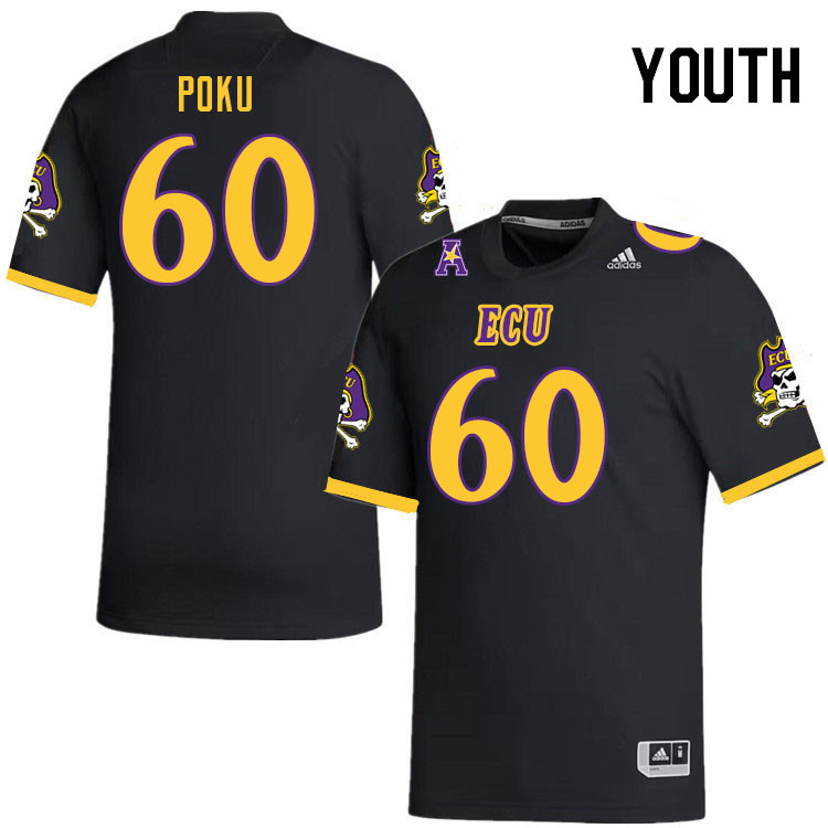 Youth #60 Emmanuel Poku ECU Pirates 2023 College Football Jerseys Stitched-Black